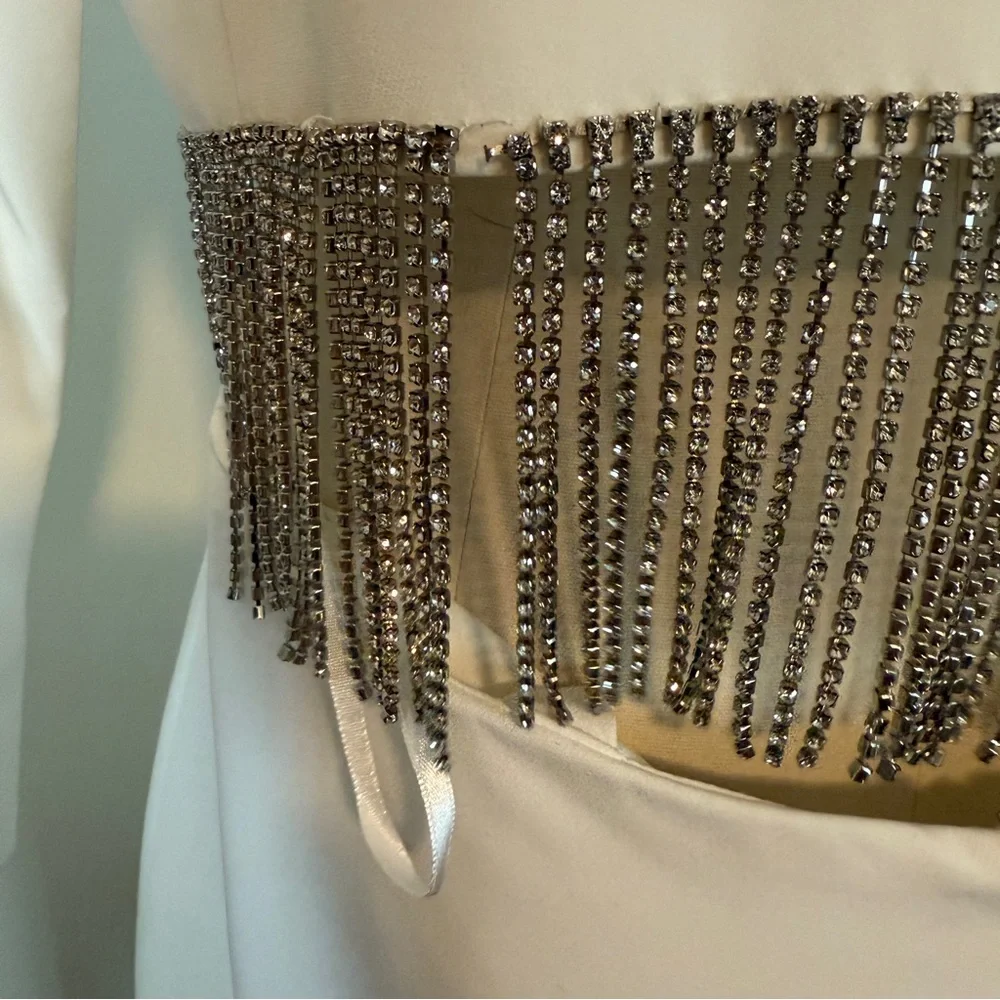 Gianni Bini White Rhinestone Fringe Two Piece Set - Picture 8 of 14